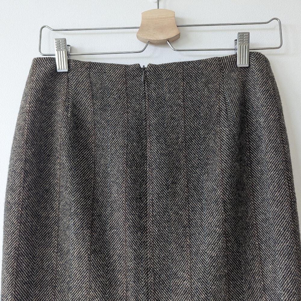 Ralph Lauren PURPLE Label 100% Cashmere Pencil Skirt Brown Herringbone Size 8 - Picture 9 of 16